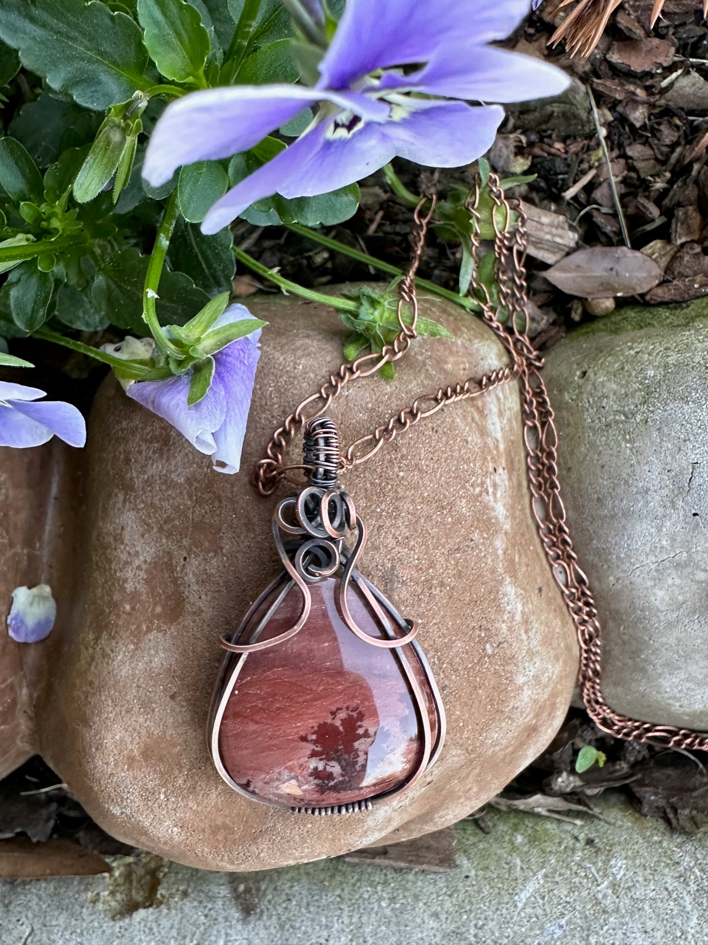 Mimbres Apache Jasper Wire Wrapped Pendant