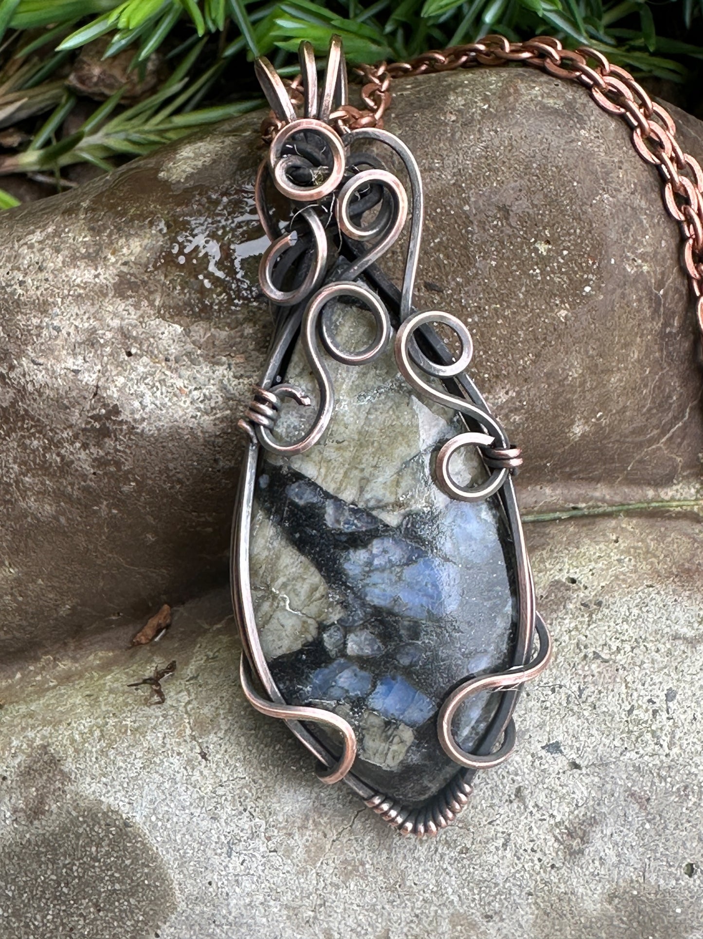 Handmade Wire Wrapped Agate Pendant