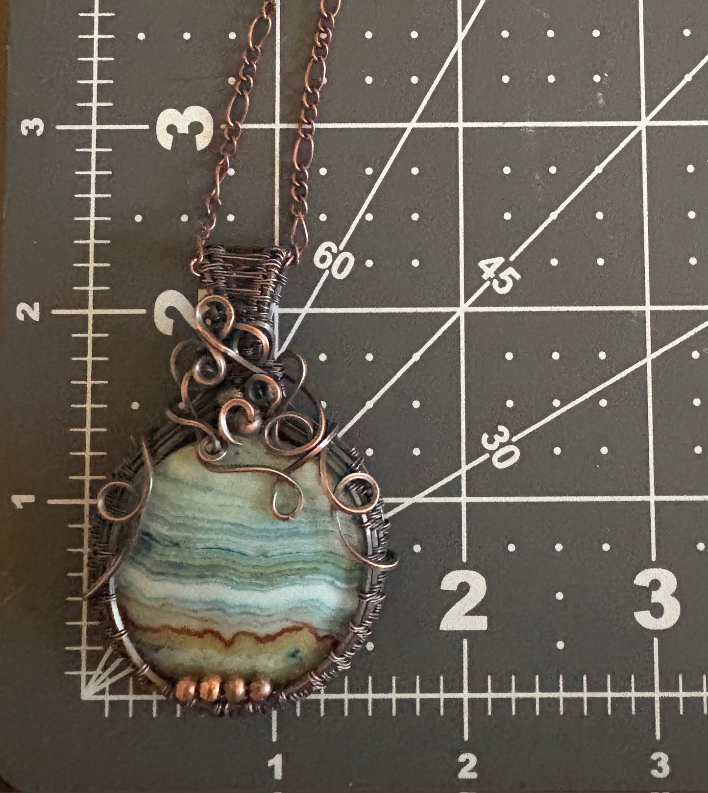 Circle Crazy Lace Agate Handmade Wire Wrapped Pendant