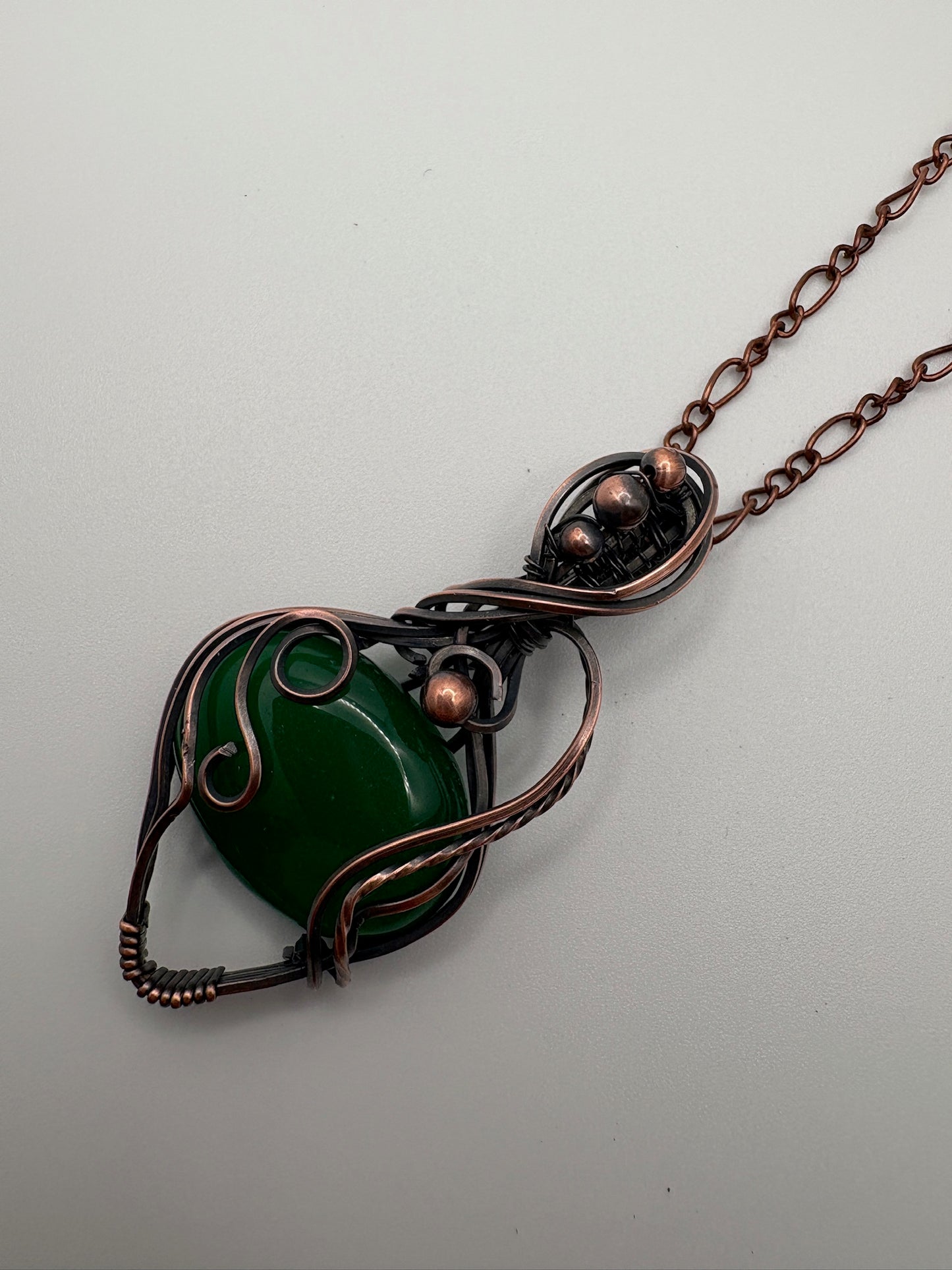 Green Aventurine Oval Wire Wrapped Pendant