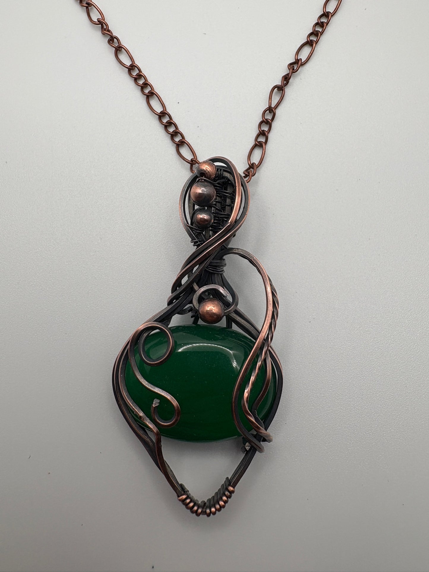 Green Aventurine Oval Wire Wrapped Pendant