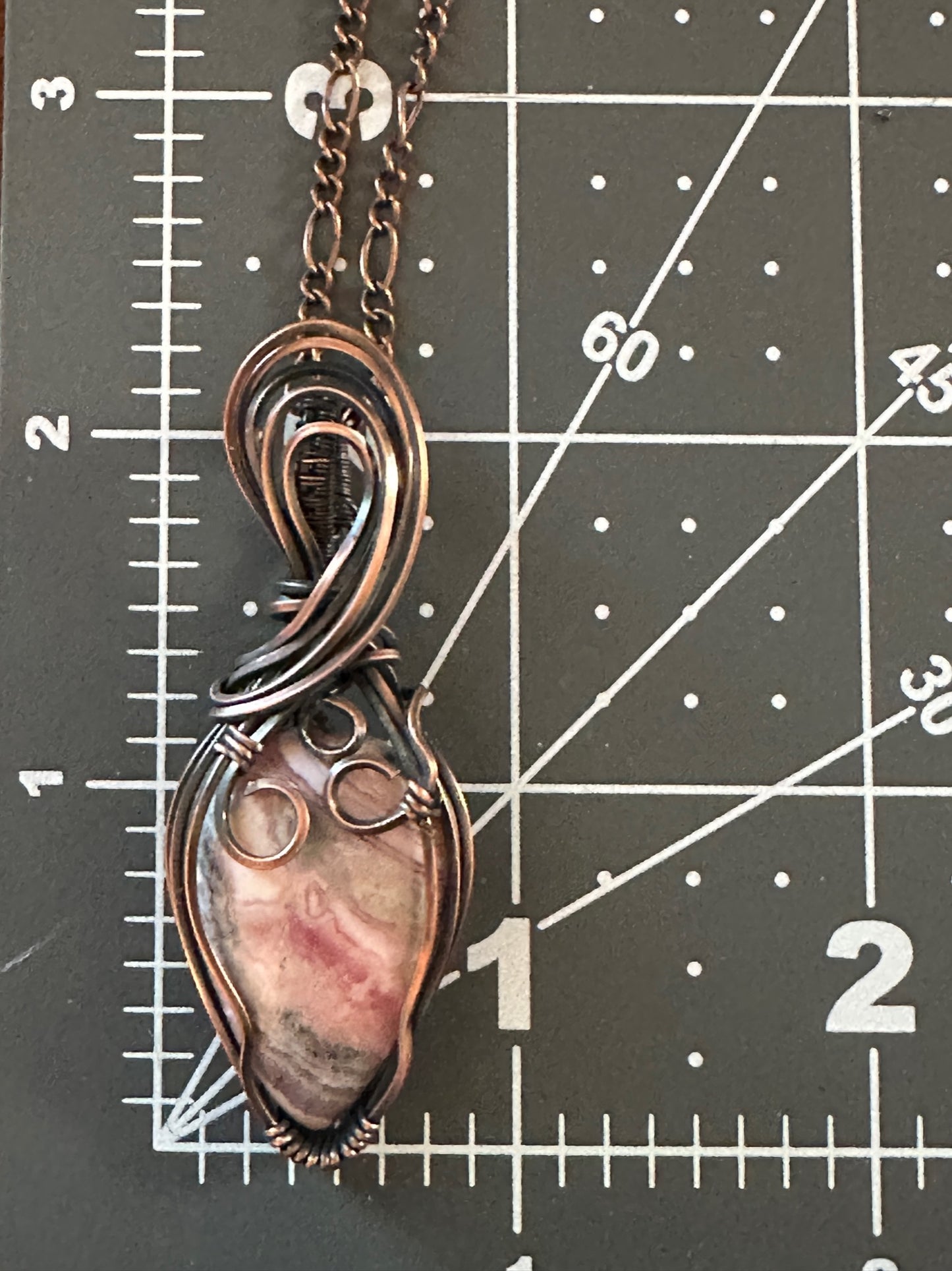 Rhodochrosite Teardrop Handmade Wire Wrapped Pendant