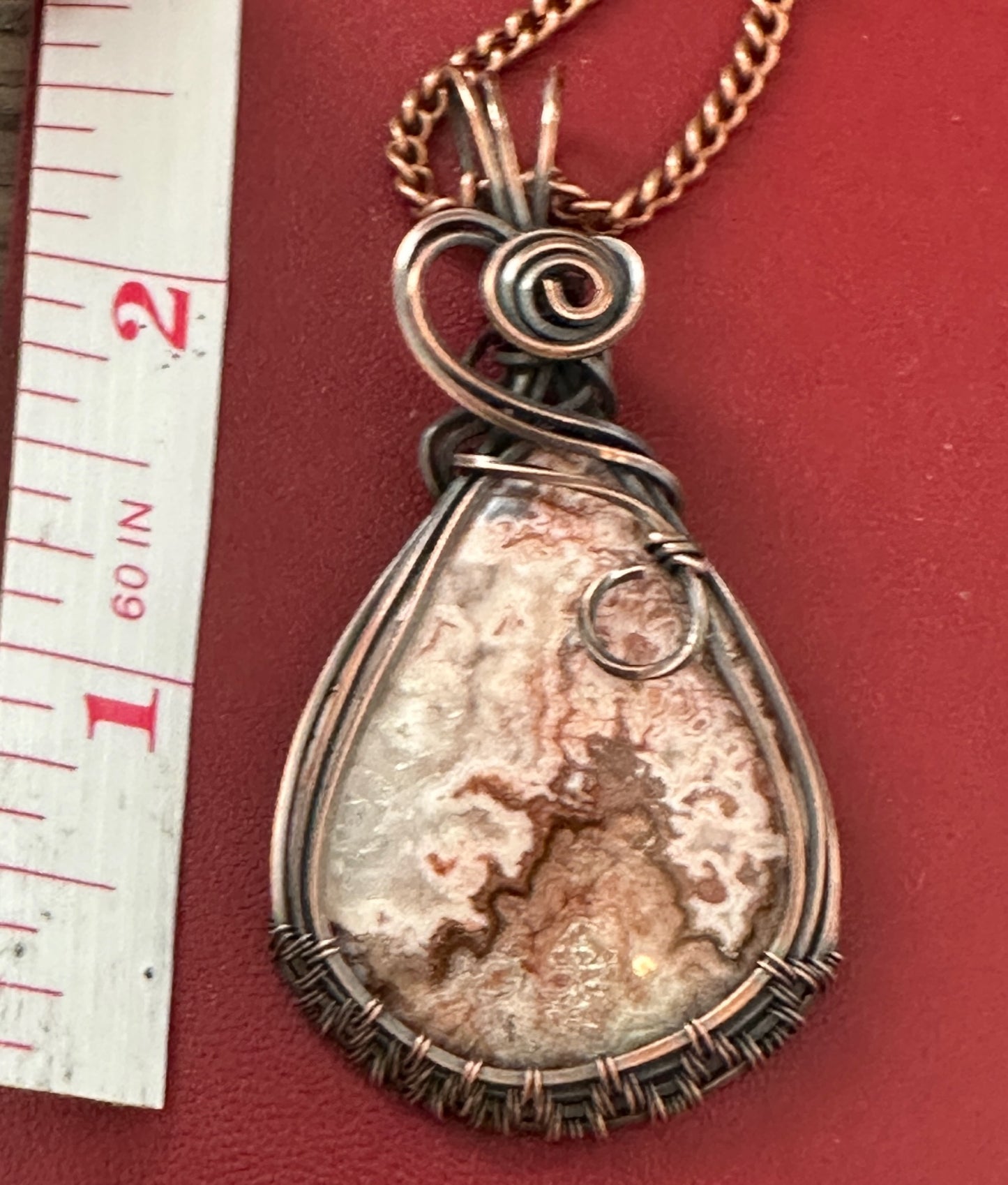 Crazy Lace Teardrop Wire Wrapped Pendant