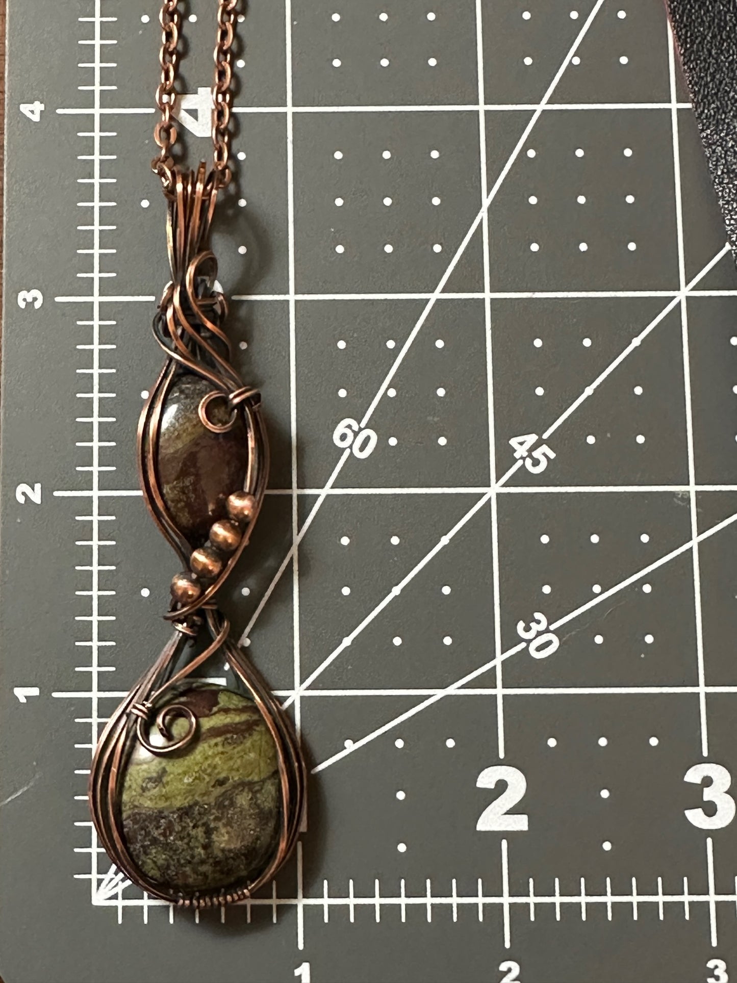Double Dragon Blood Wire Wrapped Statement Pendant