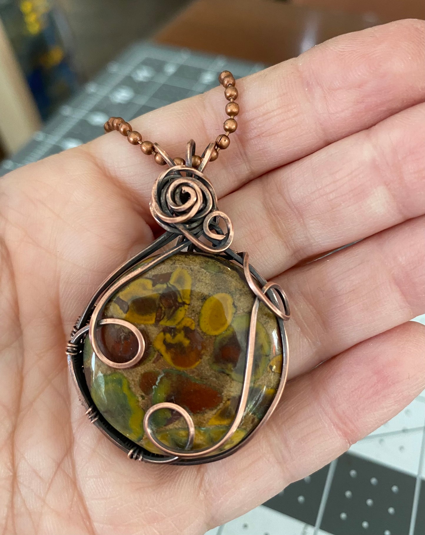 Natural Rain Forest Wire Wrapped Pendant