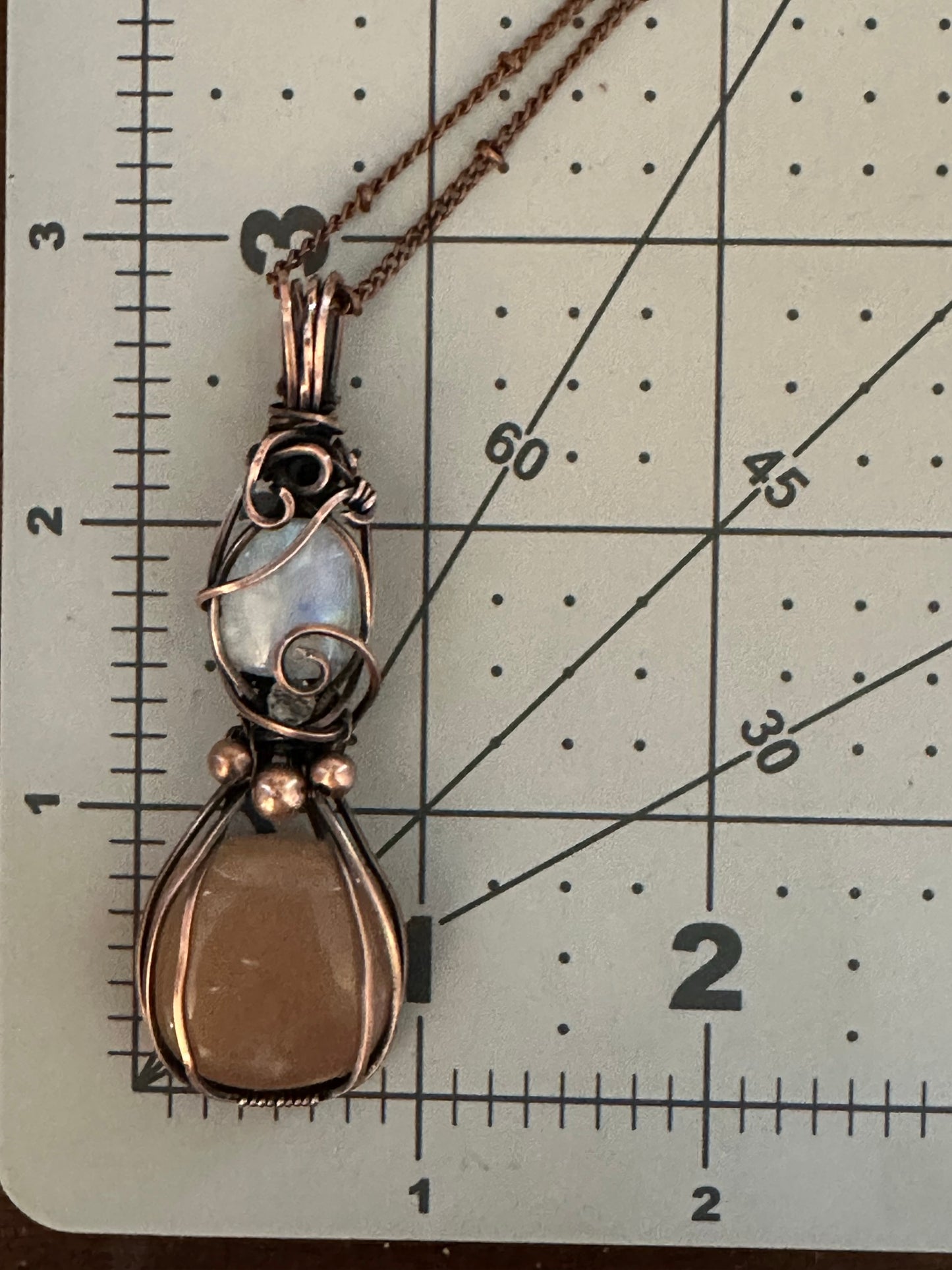 Double Moonstone Pendant | Wire Wrapped Handmade Statement Piece