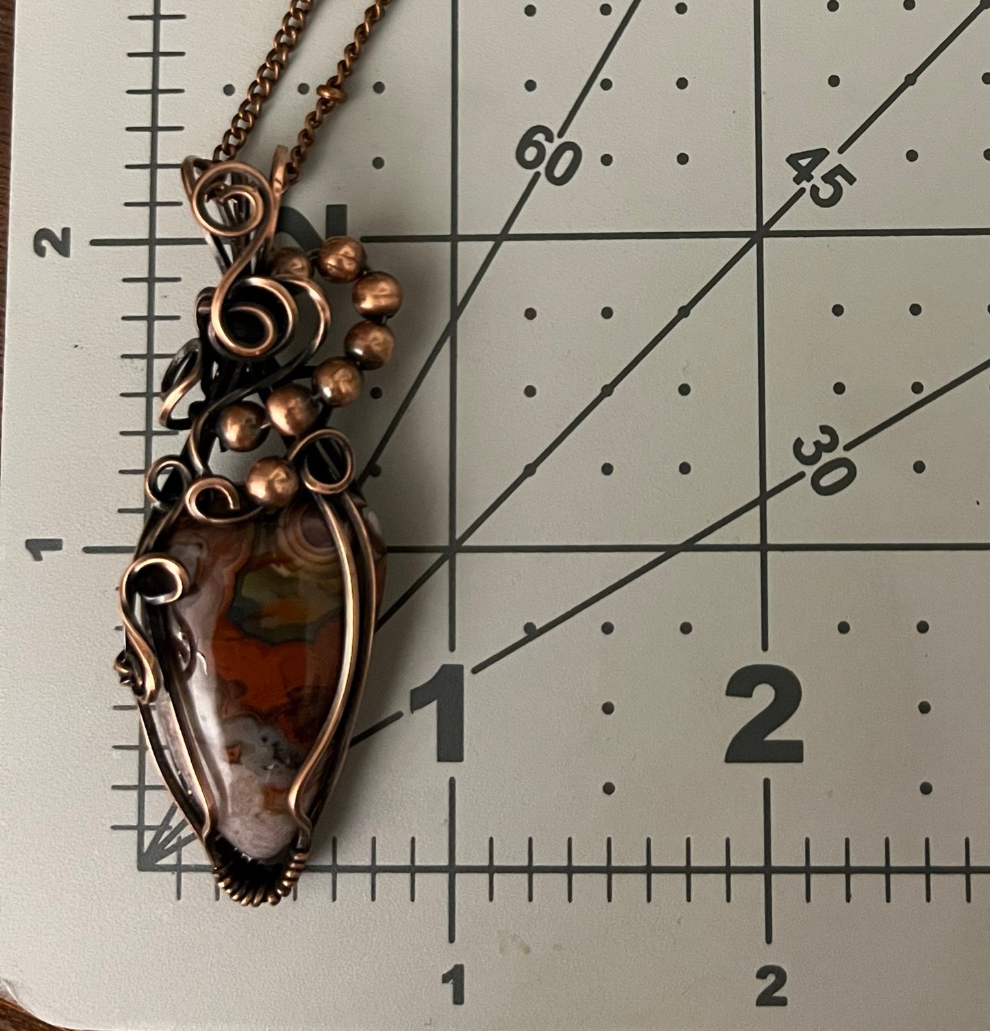 Teardrop Crazy Lace Agate Handmade Wire Wrapped Pendant