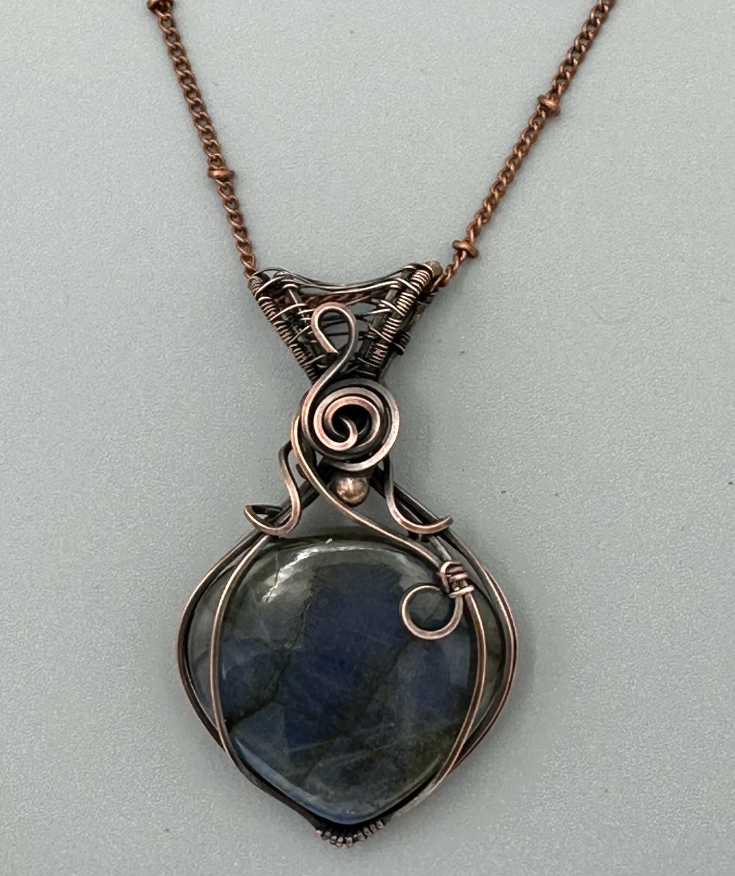 Pear Shaped Labradorite Handmade Wire Wrapped Pendant