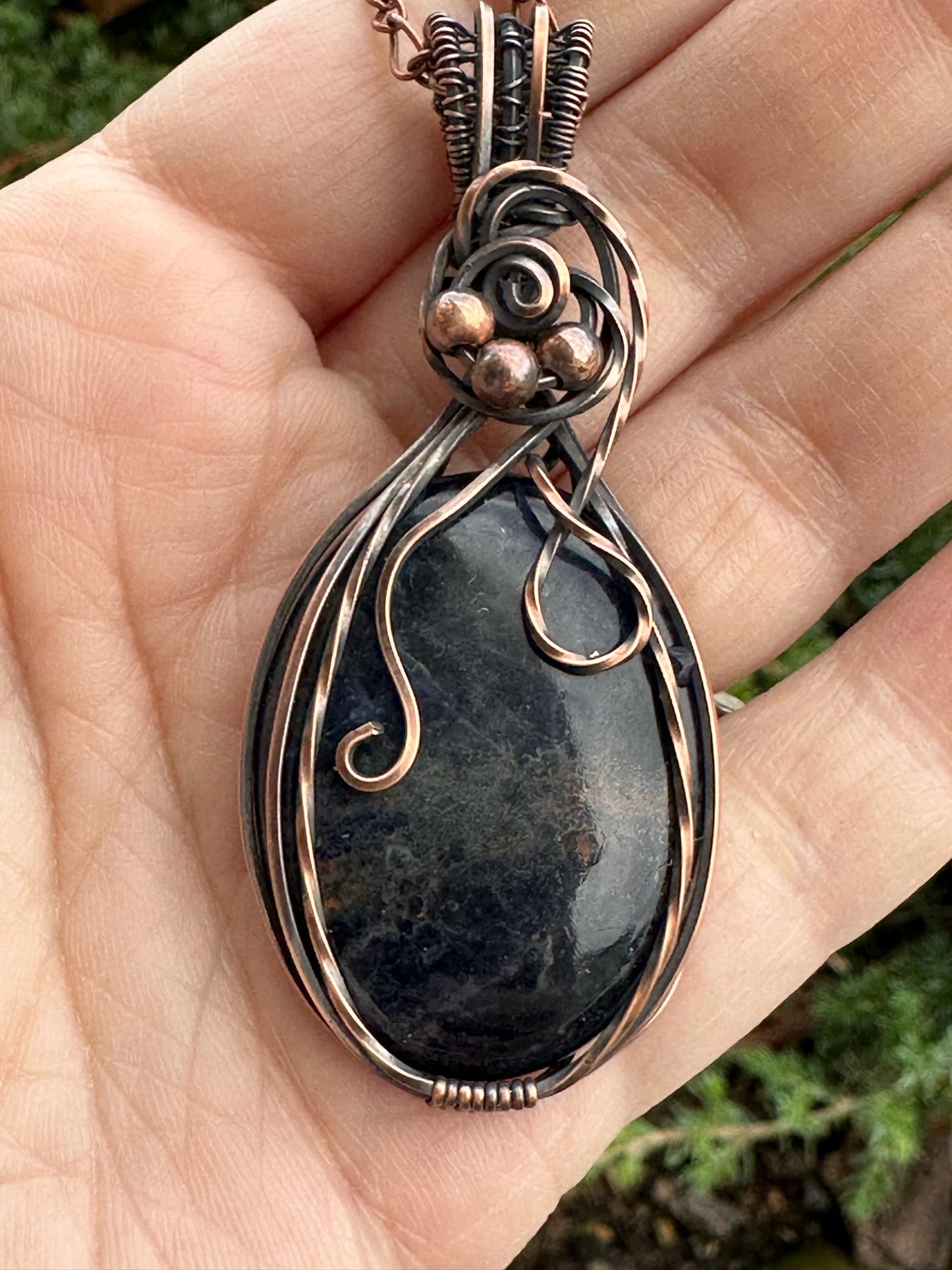 Oval Sodalite Handmade Wire Wrapped Pendant