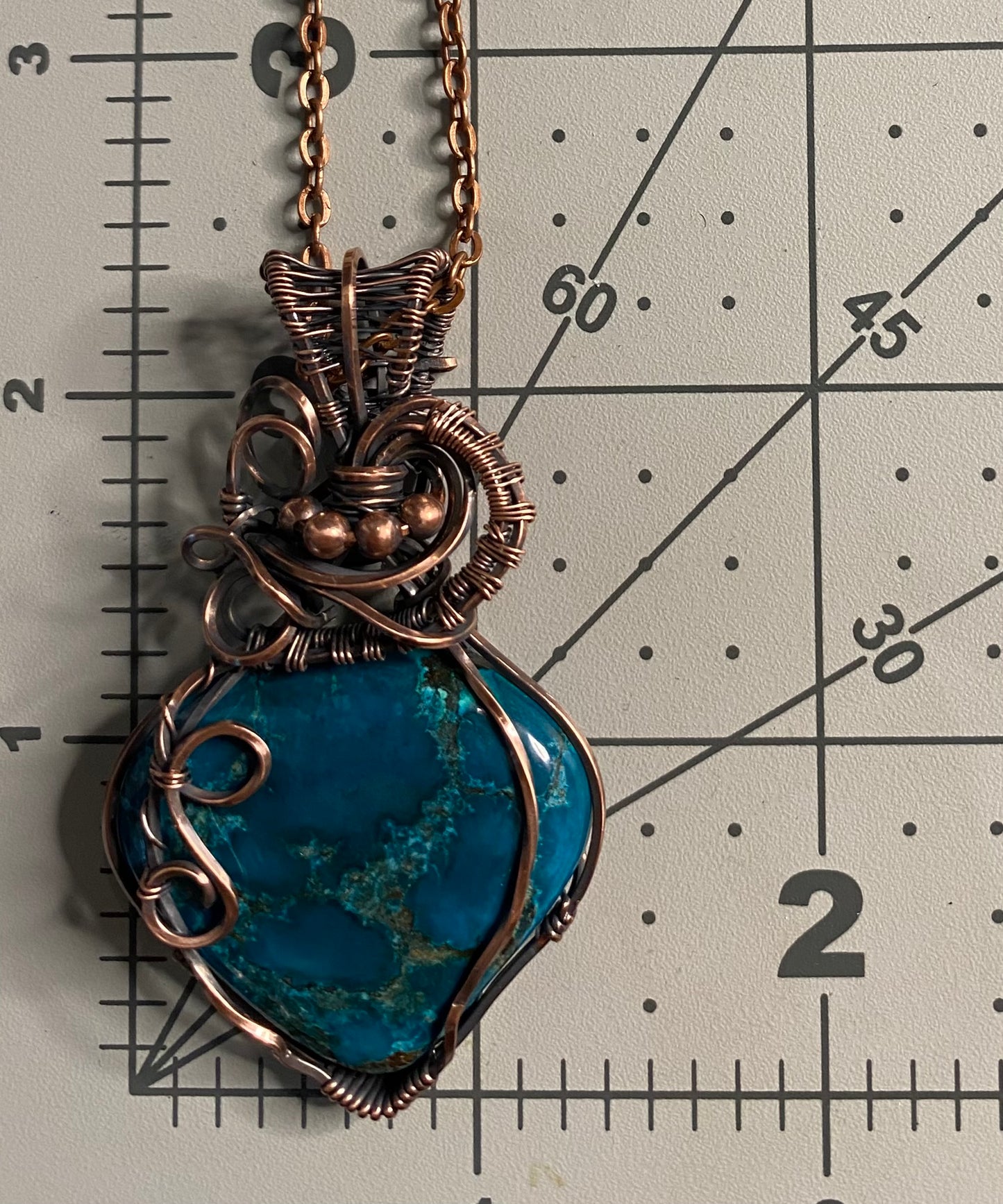 Tibetan Turquoise Pear Shaped Wire Wrapped Pendant