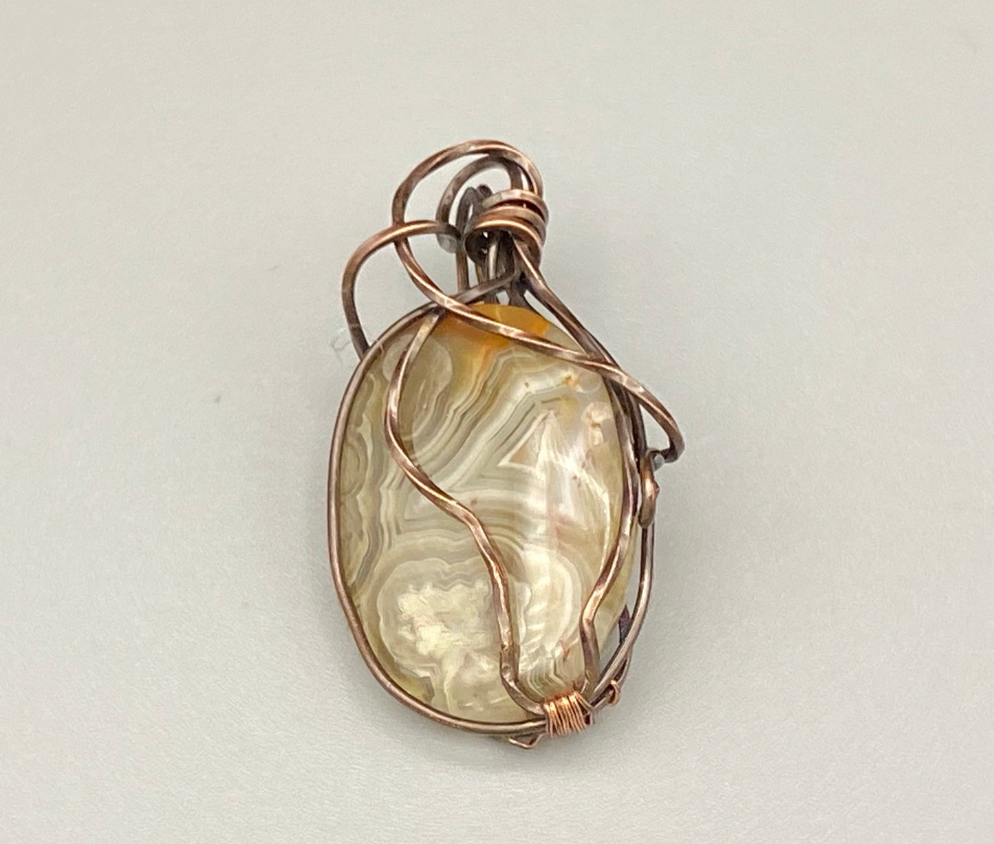 Wire Wrapped Oval Silversmith Crazy Lace Agate Pendant