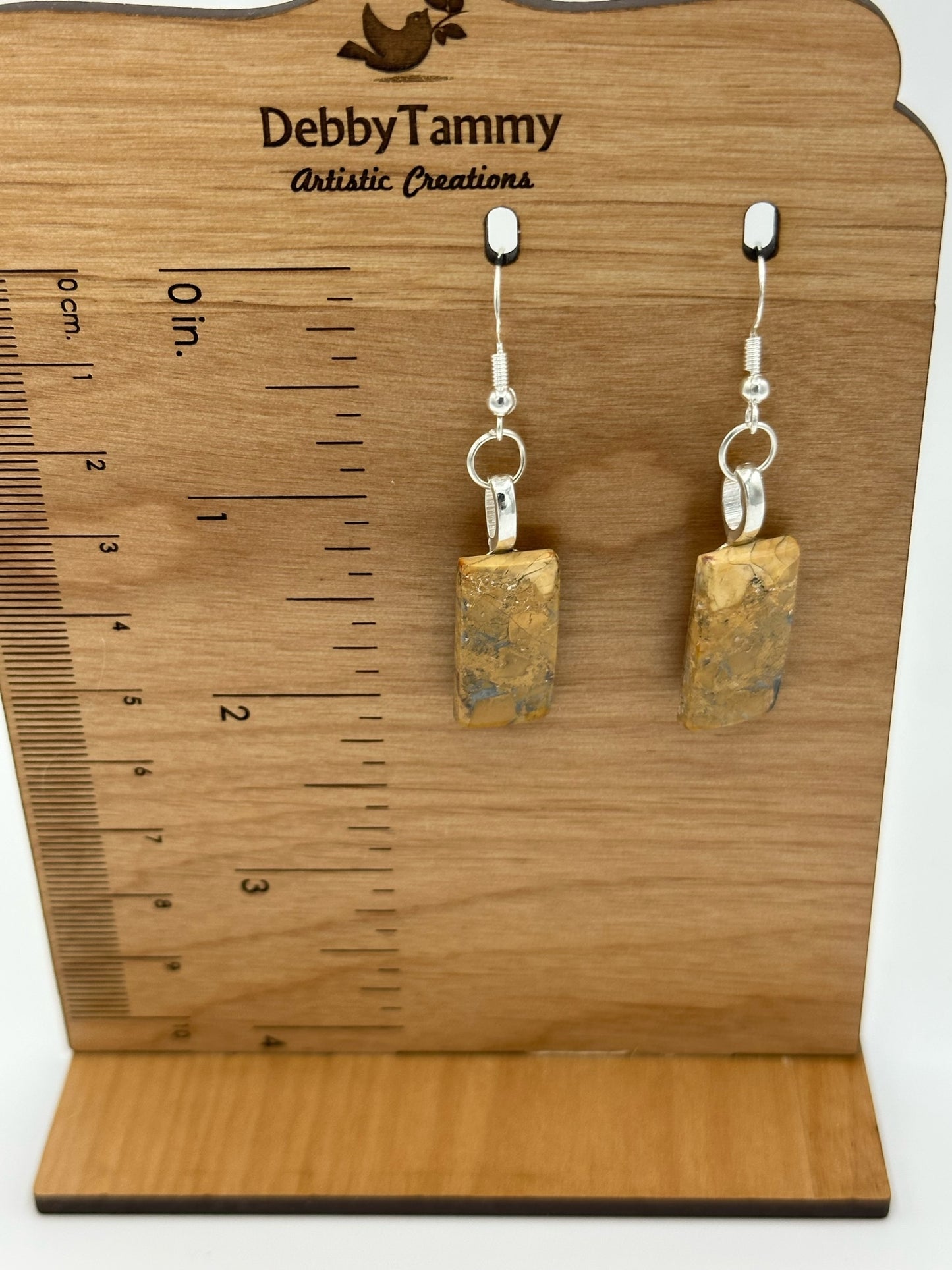 Rectangular Handmade Maligano Jasper Dangle Earrings
