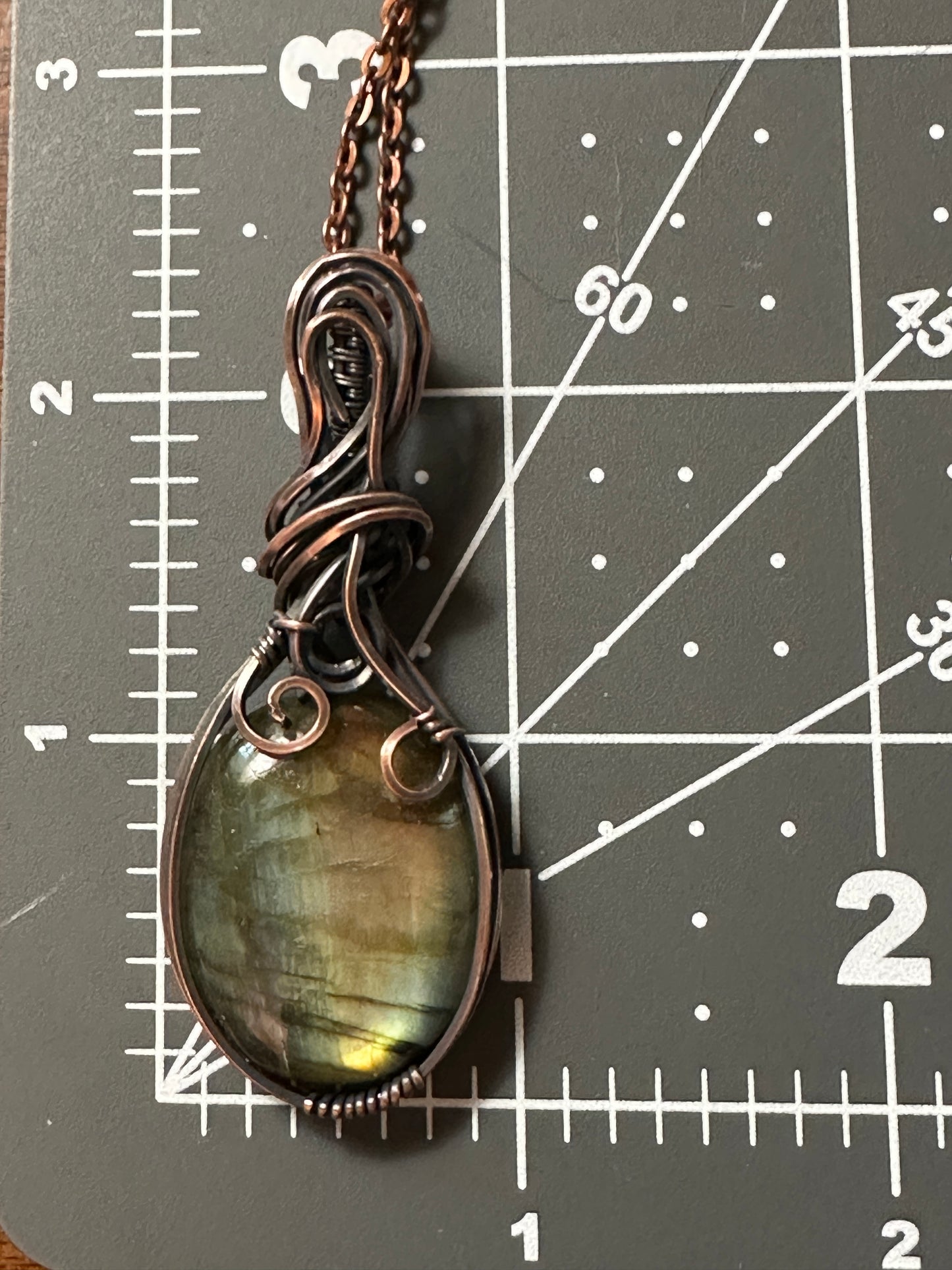 Oval Labradorite Pendant | Wire Wrapped Necklace