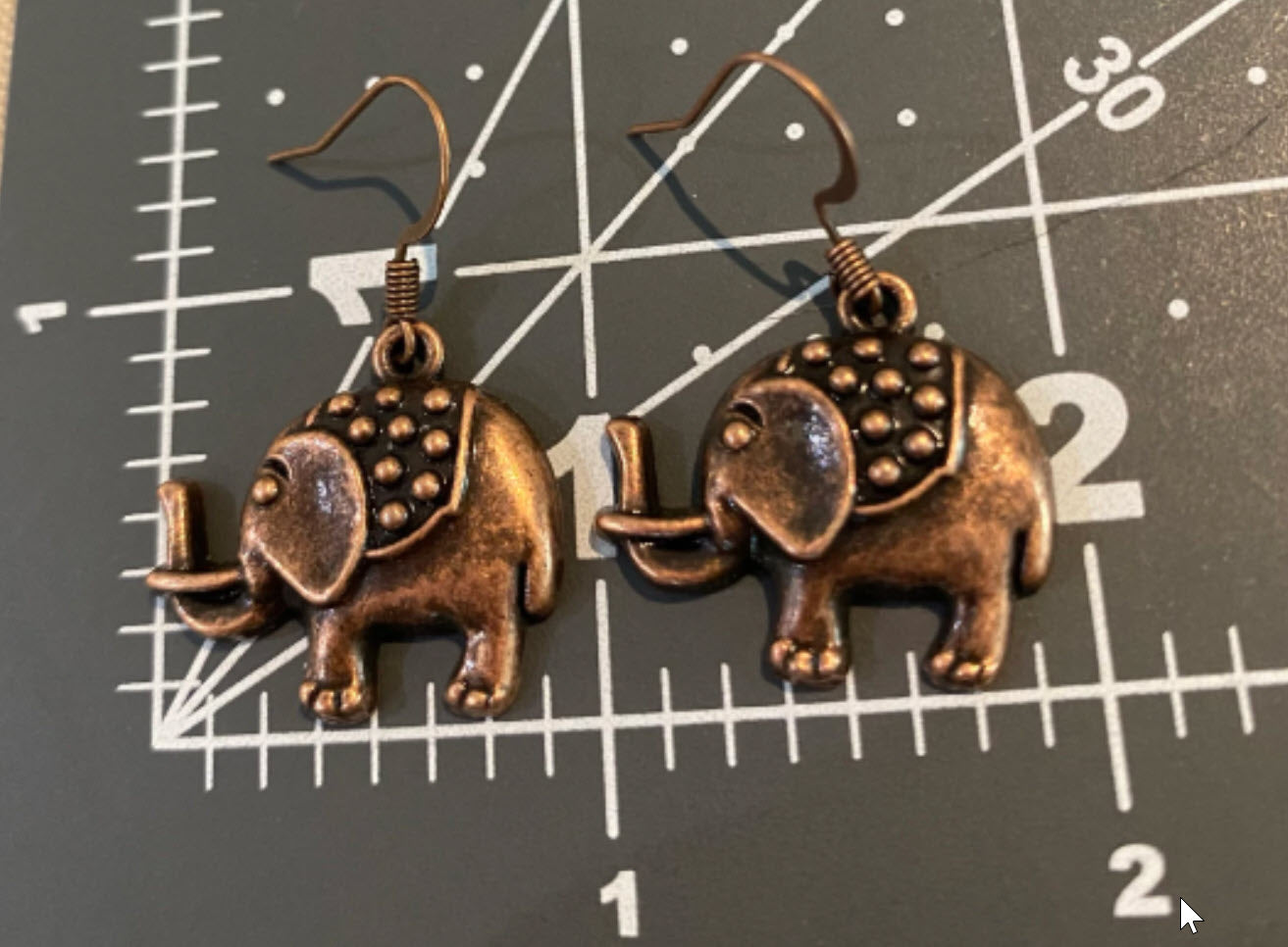 Copper Elephant Dangle Earrings