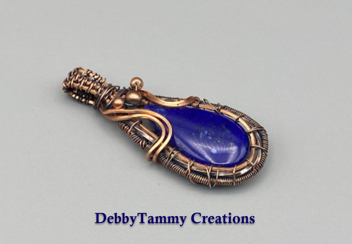 Wire Wrapped Lapis Lazuli Teardrop Pendant