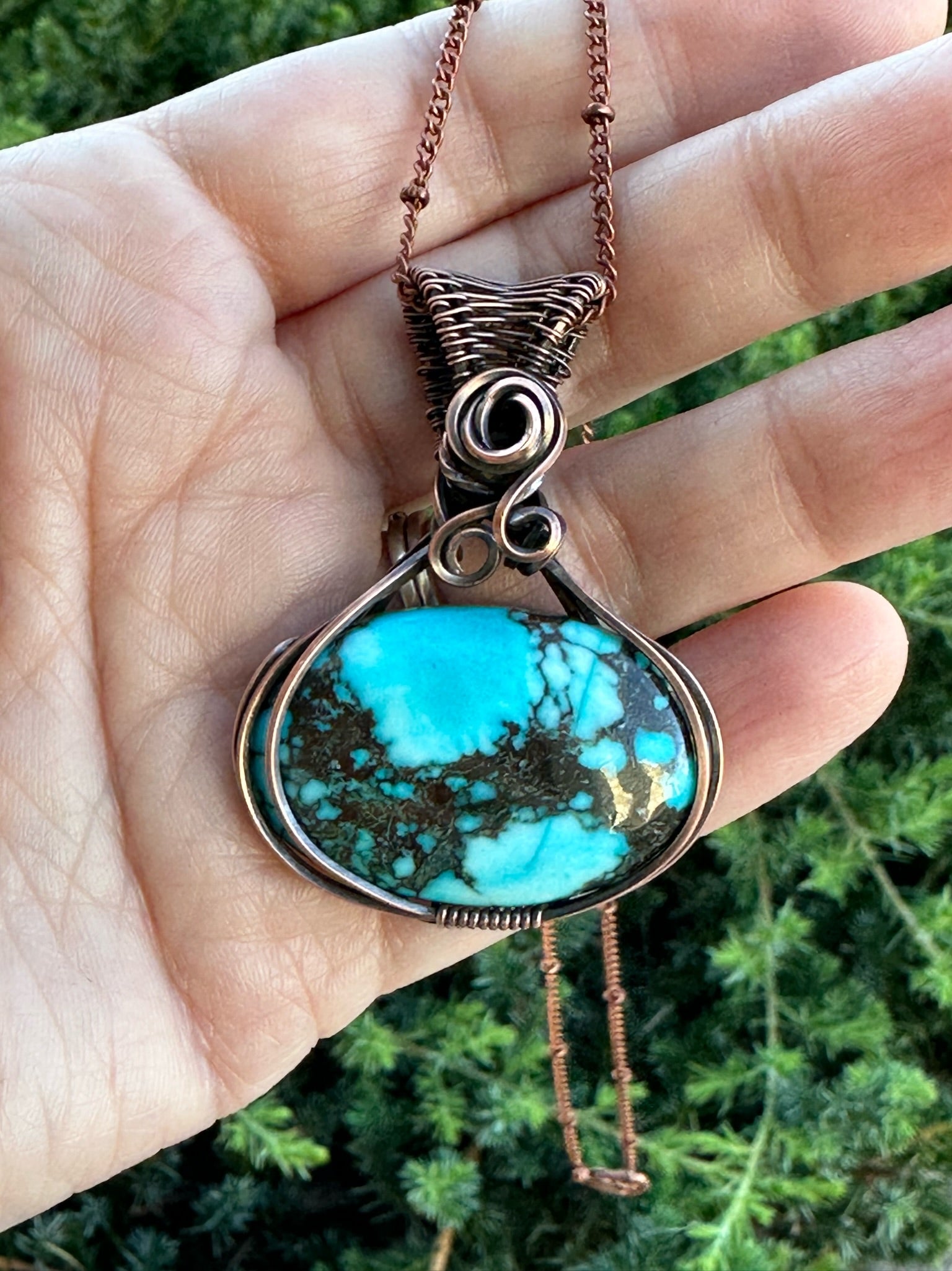 Natural fashion Arizona Turquoise Handmade Wire Wrapped Pendant