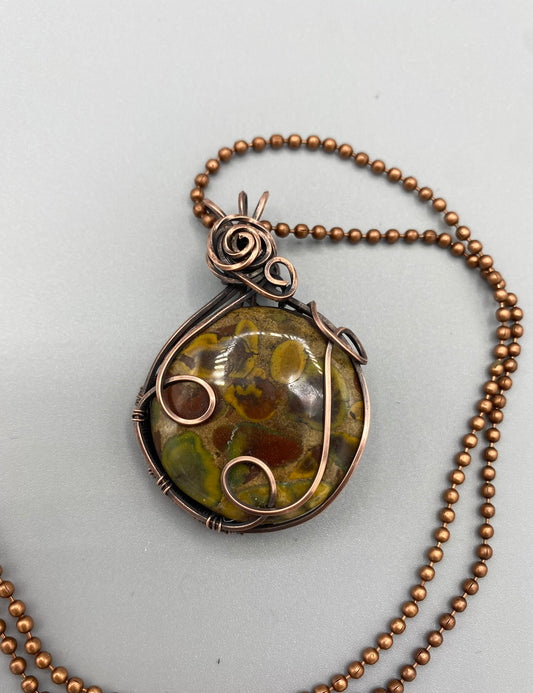 Natural Rain Forest Wire Wrapped Pendant