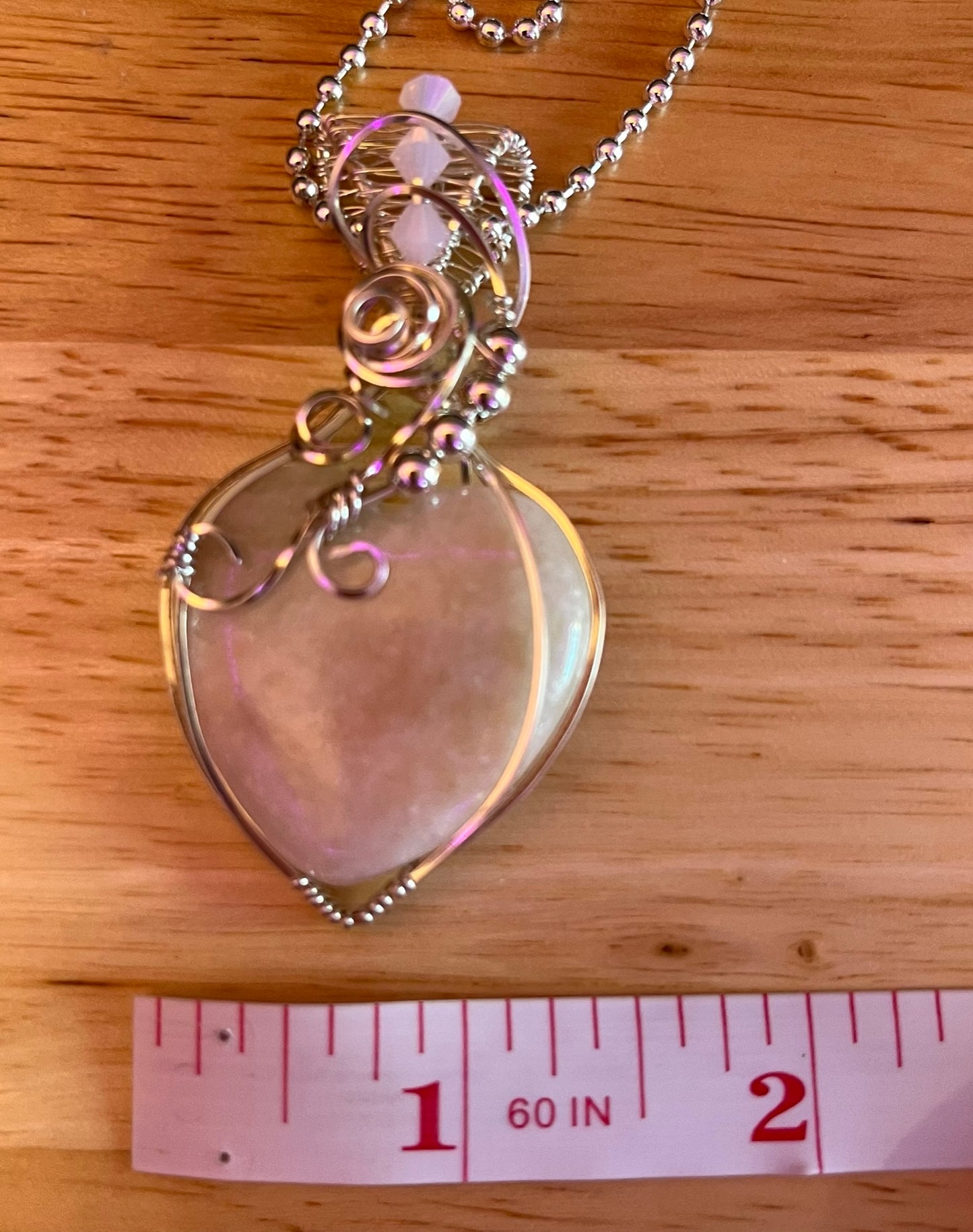 Natural Indian Serpentine Heart Shaped Wire Wrapped Pendant