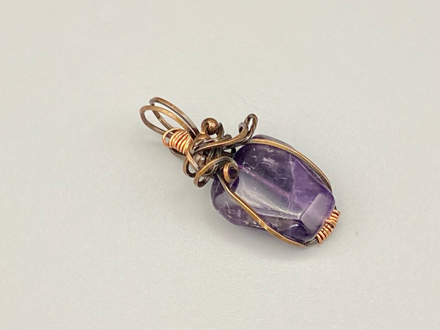 Wire Wrapped Purple Beaded Pendant