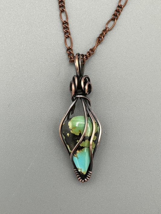 Handmade Wire Wrapped Turquoise Teardrop