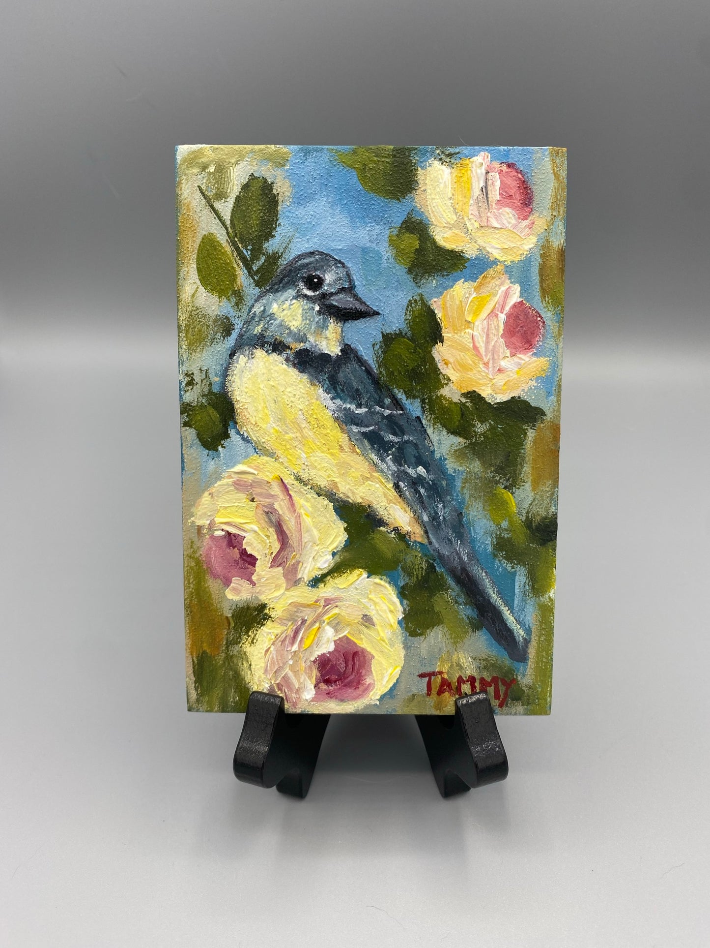 Western Kingbird Acrylic Painting | 4x6 Acrylic Bird Painting