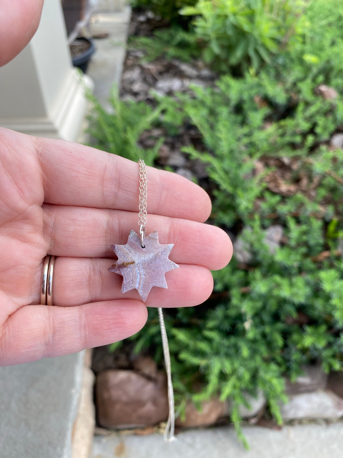 Nine Pointed Star Lavender Crystal Necklace