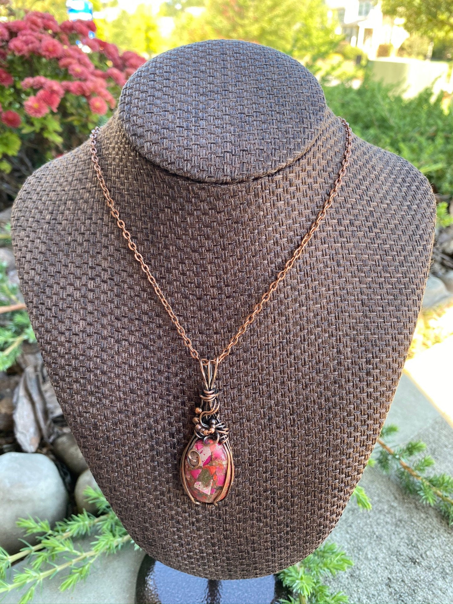Wire Wrapped Brass Line Imperialite Pendant