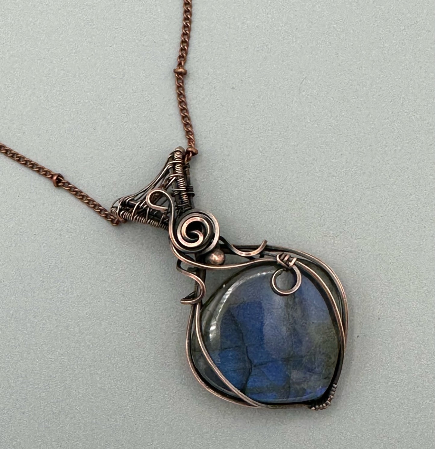Pear Shaped Labradorite Handmade Wire Wrapped Pendant