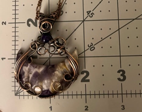 Amethyst Crescent Moon Pendant | Wire Wrapped Moon Necklace