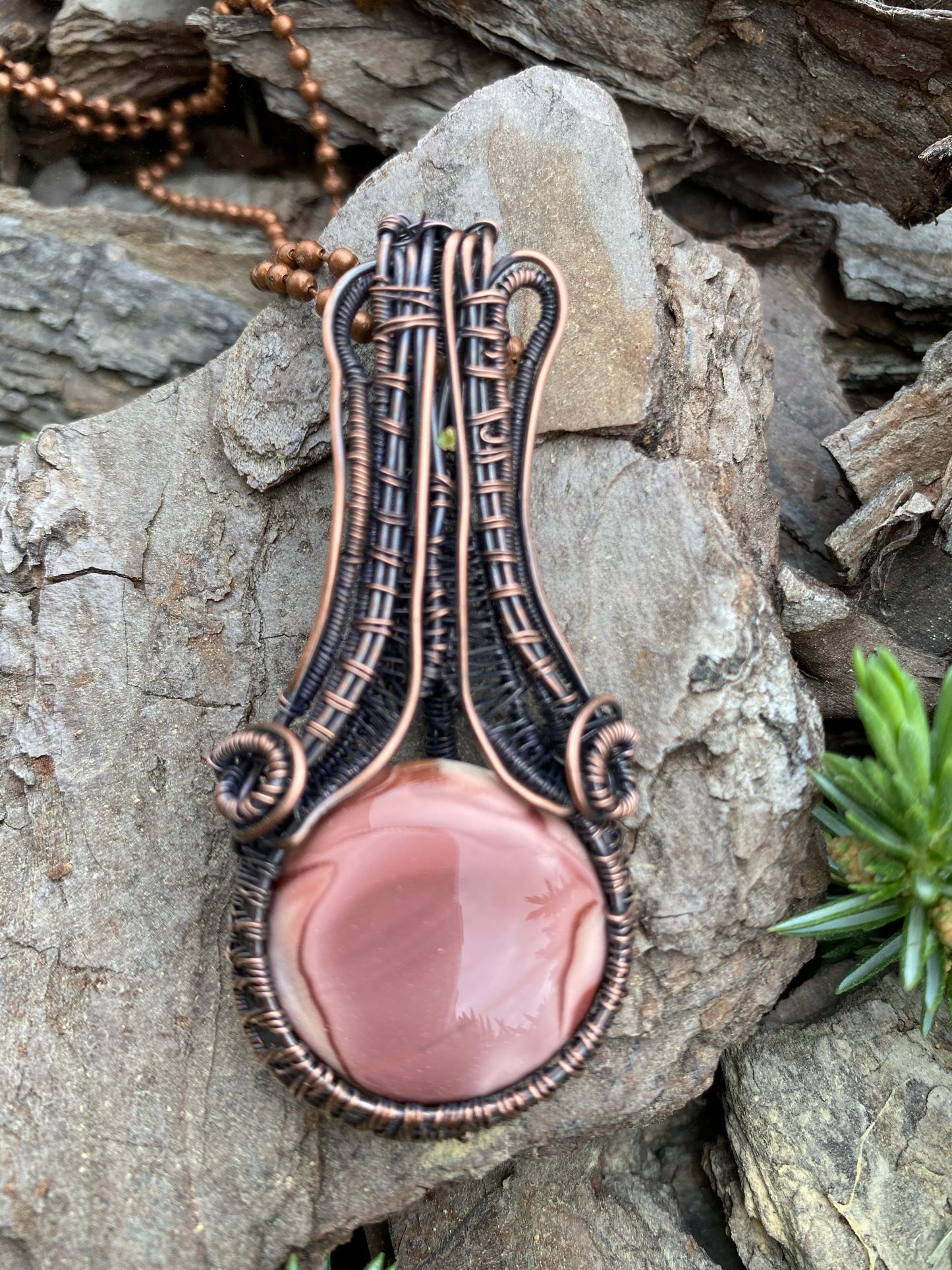 Imperial Jasper Pink Round Pendant with Tall Bail
