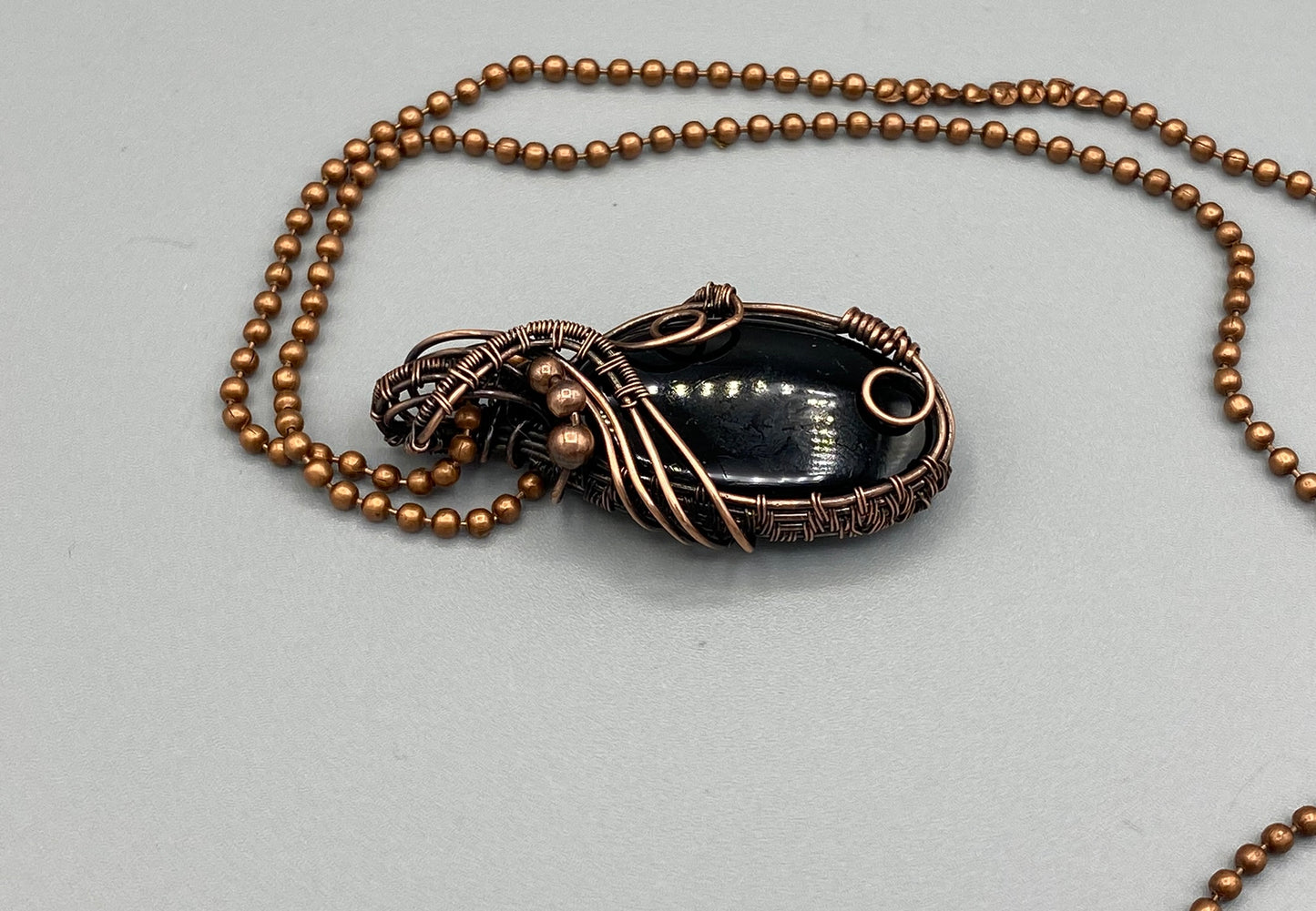 Black Onyx Oval Wire Wrapped Pendant