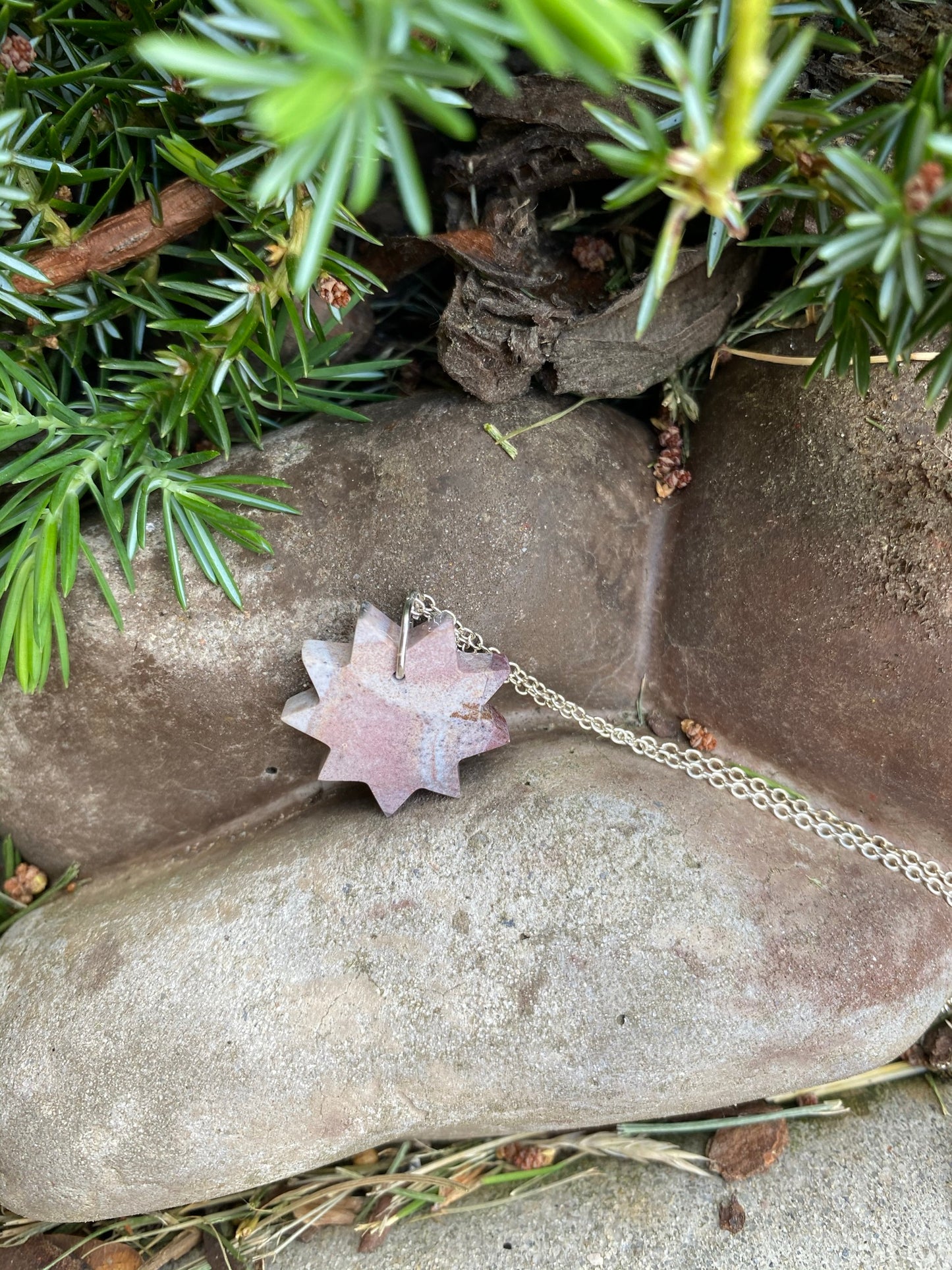 Nine Pointed Star Lavender Crystal Necklace