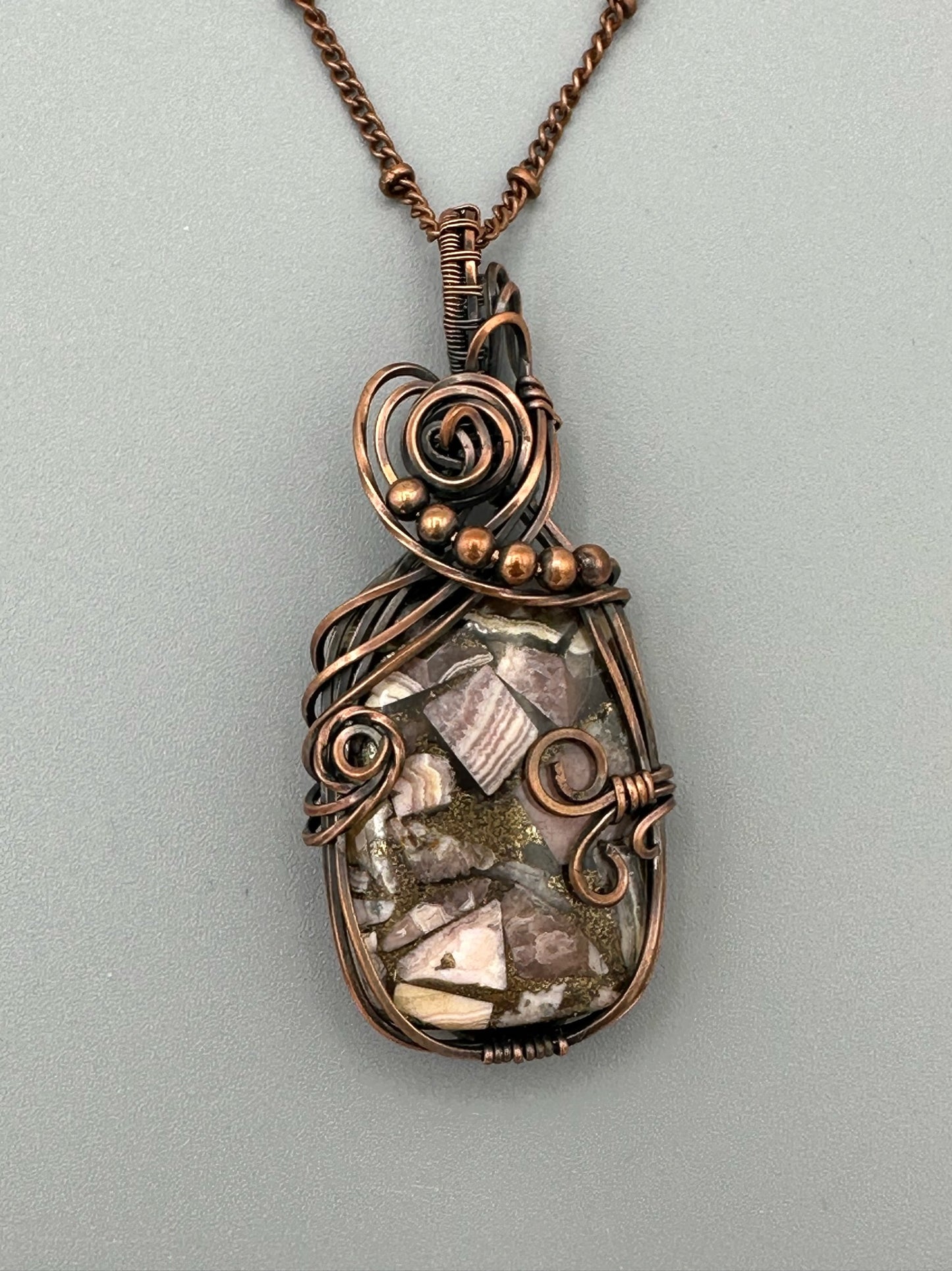 Square Mosaic Handmade Wire Wrapped Pendant