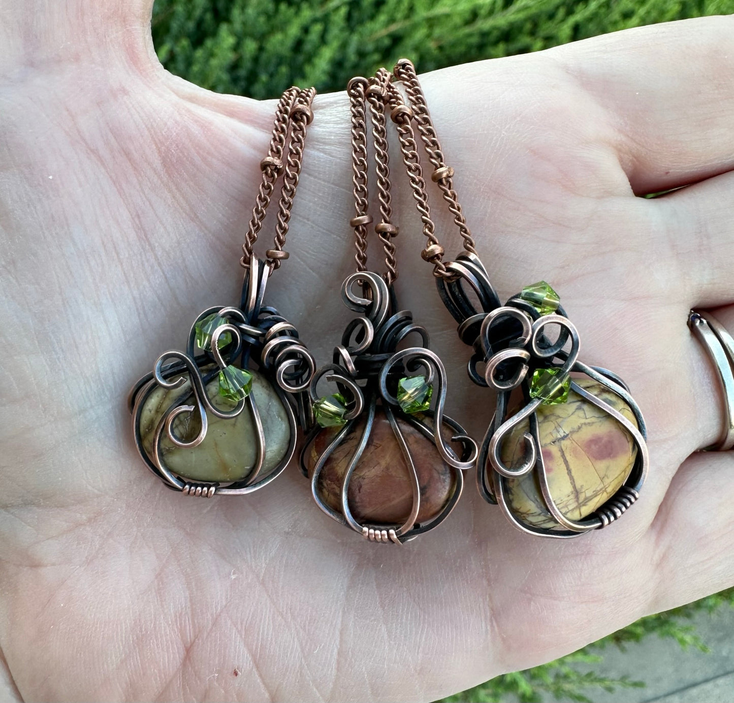 Little Handmade Pumpkin Pendants | Copper Wire Wrapped Necklace