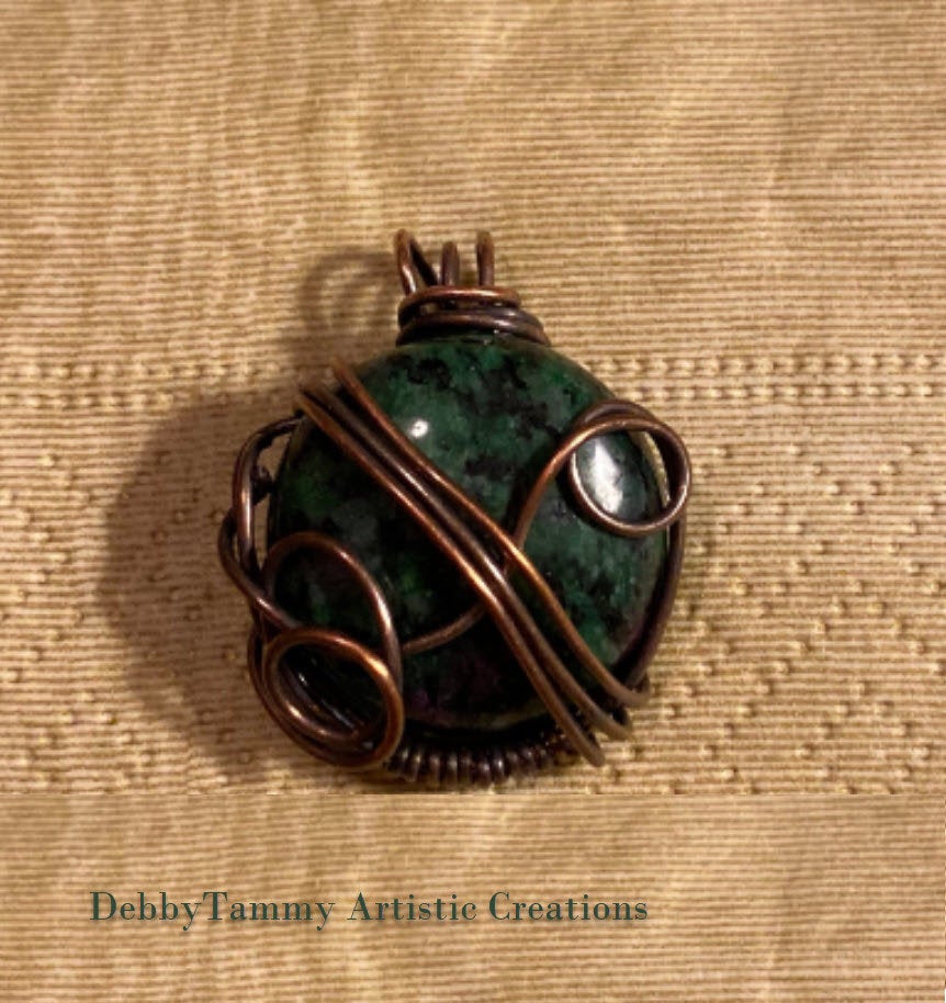 Round Ruby in Zoisite Green and Purple Pendant