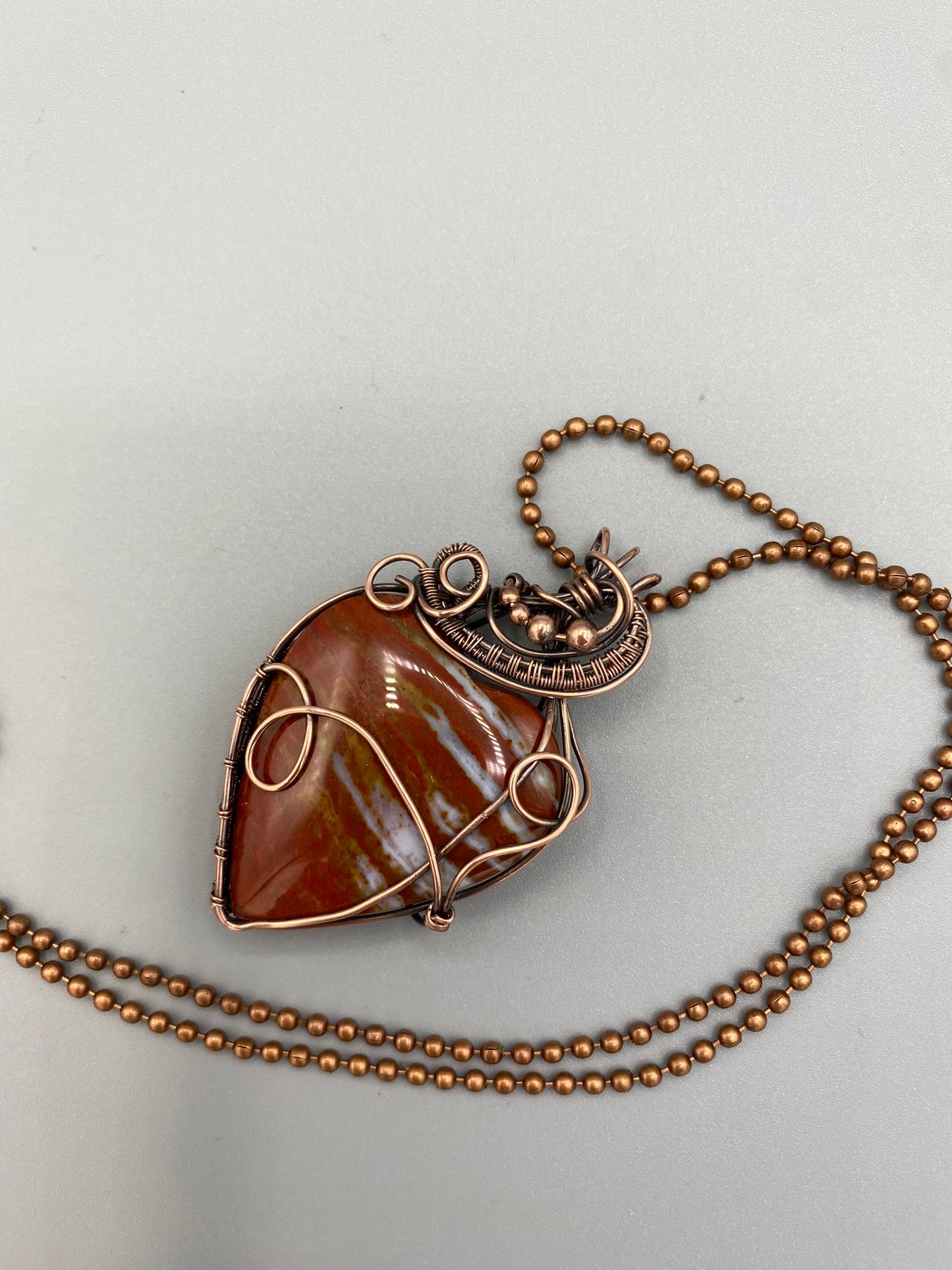 Heart Stone Wire Wrapped Pendant | Copper Wire Wrapped Pendant