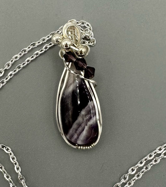 Amethyst Teardrop Wire Wrapped in Silver Wire