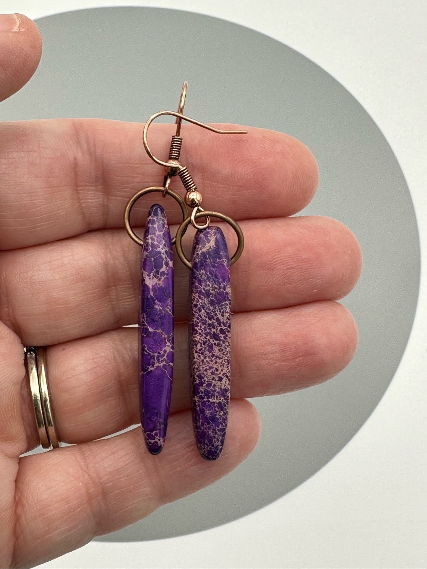 Purple Megnasite Earrings With Lever Back Hooks