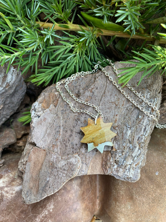 Nine Pointed Star Polychrome Crystal Necklace