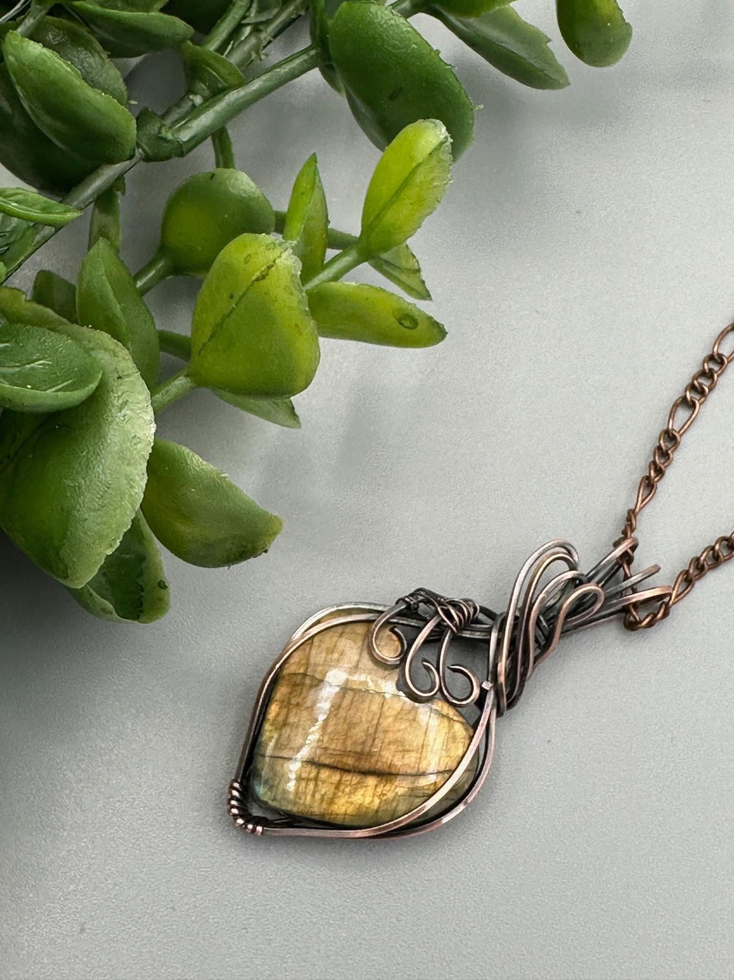 Handmade Wire Wrapped Labradorite Heart