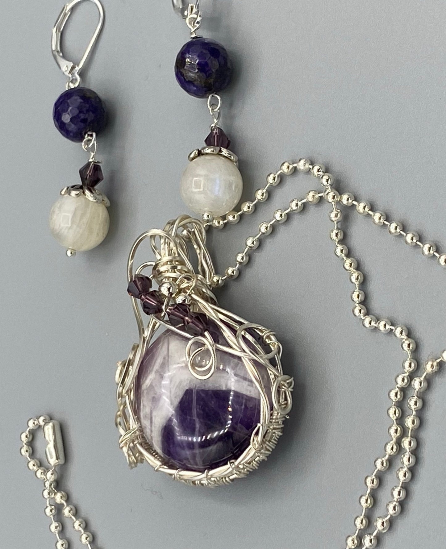 Amethyst Necklace and Matching Dangle Earrings Set