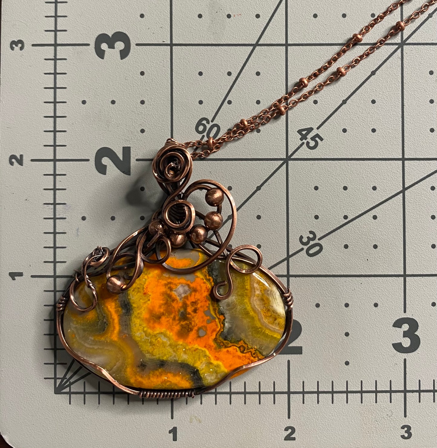 Oval Bumble Bee Jasper Wire Wrapped Pendant