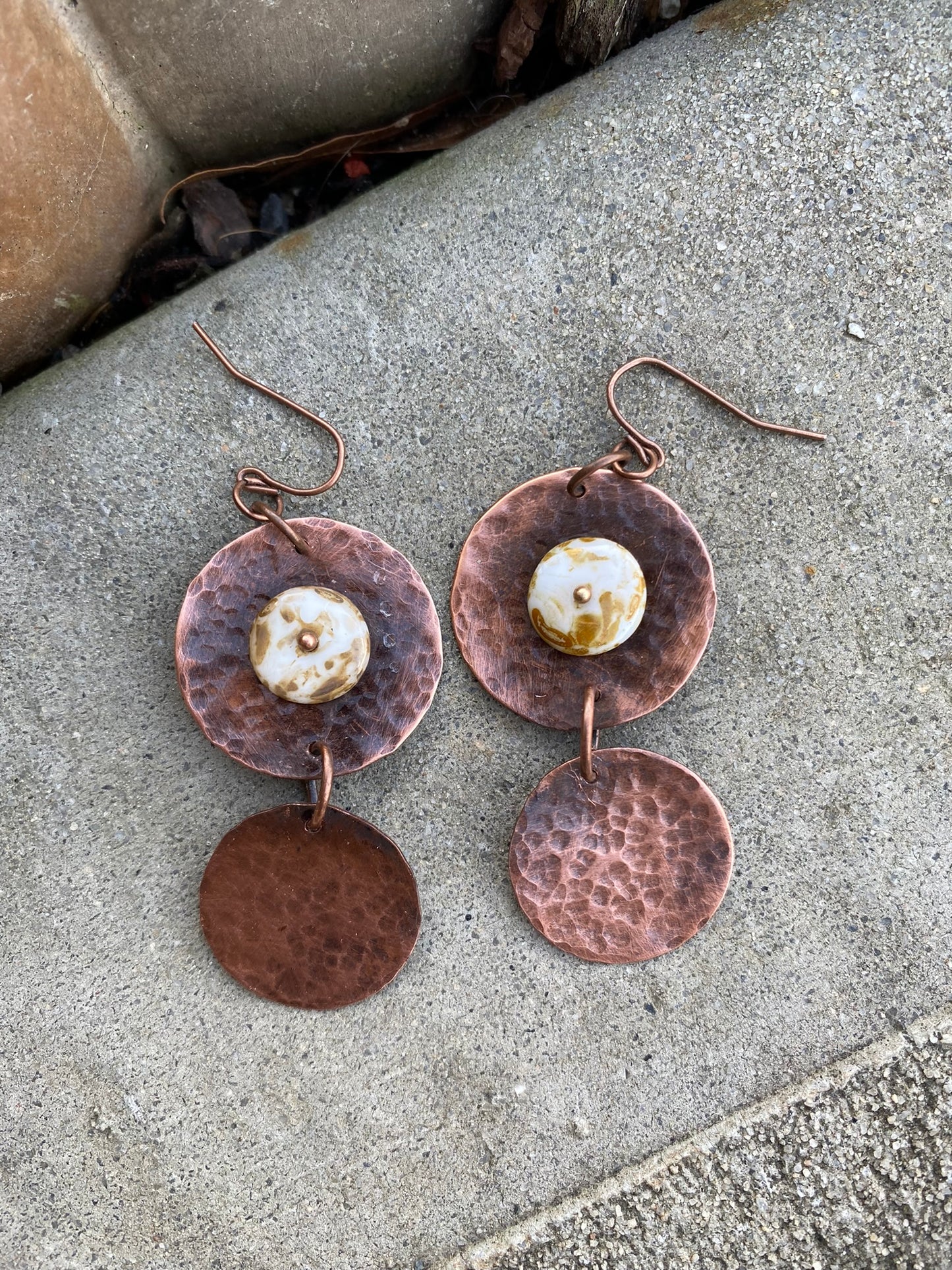 Boho Hammered Copper Earrings
