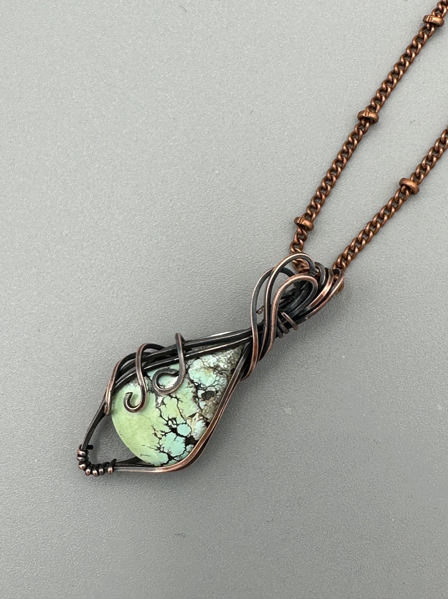 Handmade Wire Wrapped Turquoise Teardrop Pendant