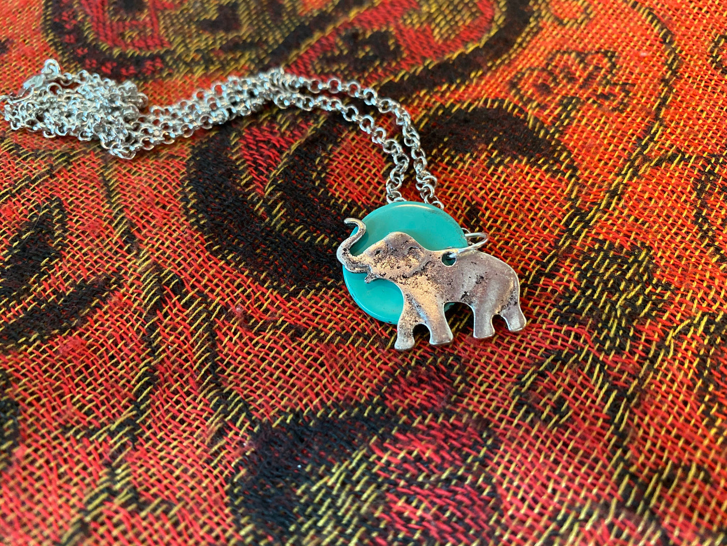 Silver Boho Elephant Charm Necklace