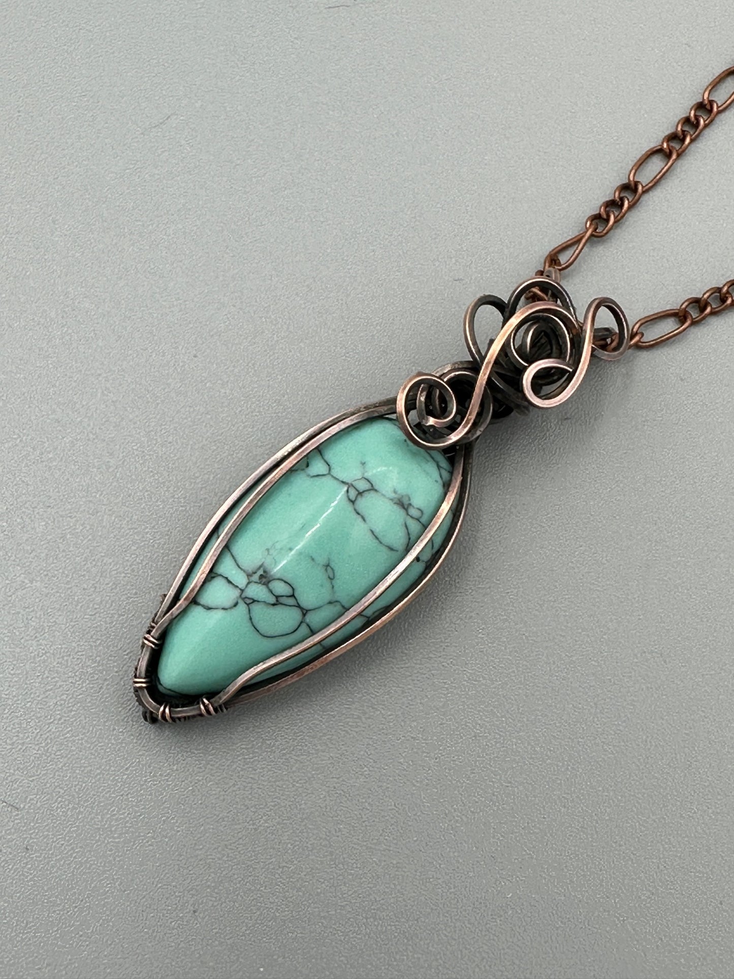 Synthetic Turquoise Handmade Wire Wrapped Pendant