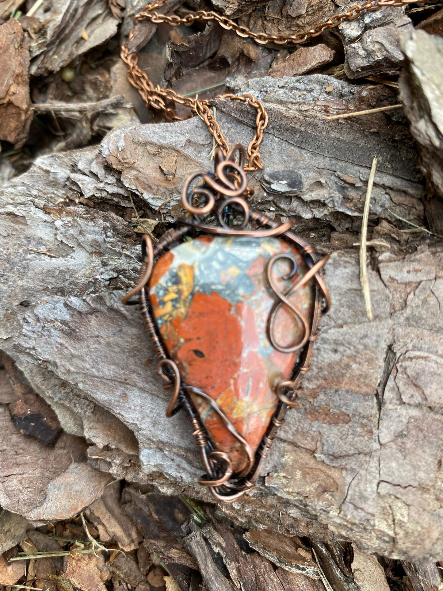 Maligano Jasper Teardrop Pendant | Wire Wrapped Handmade Pendant