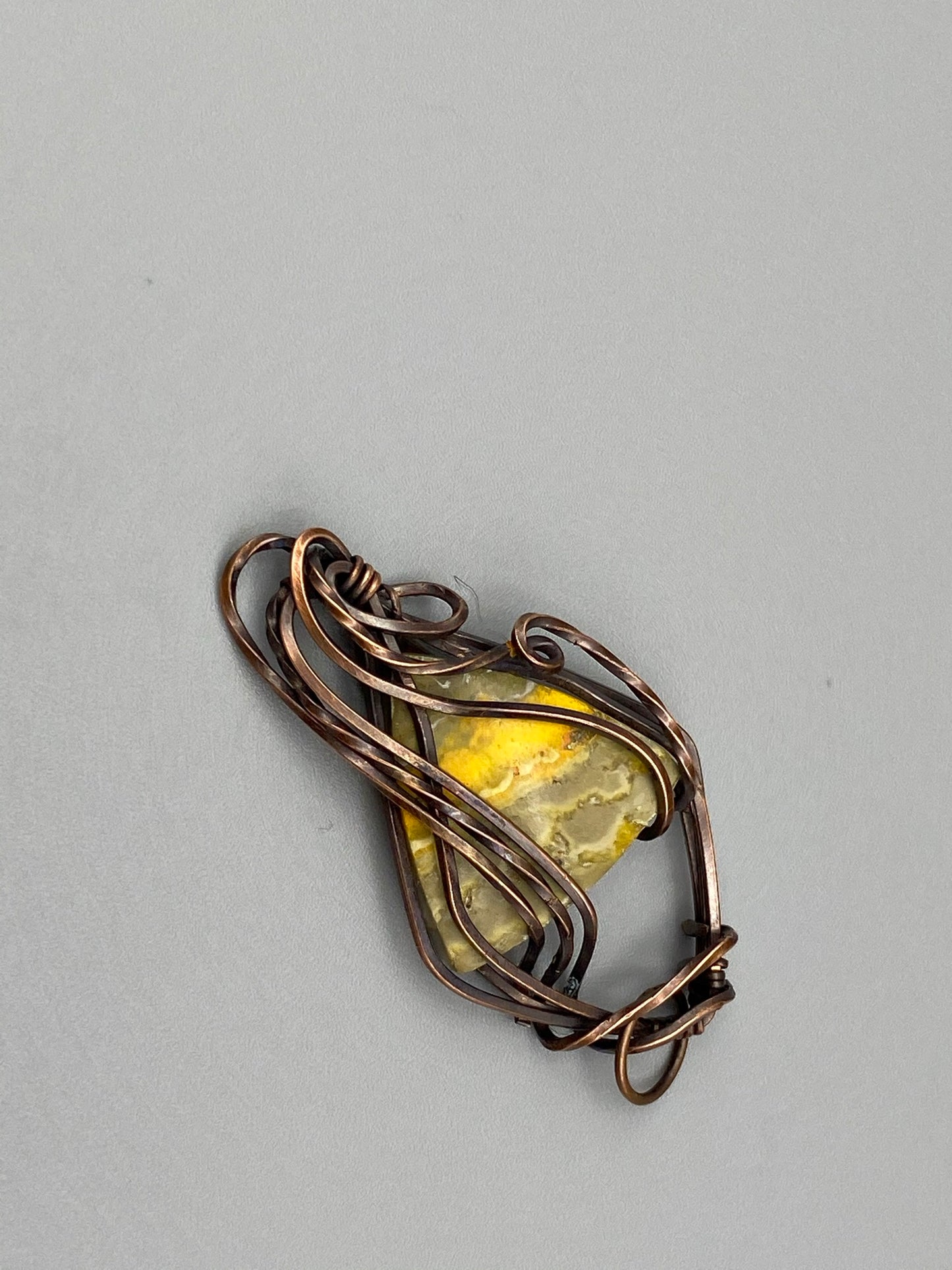 Triangular Bumble Bee Jasper Wire Wrapped Pendant