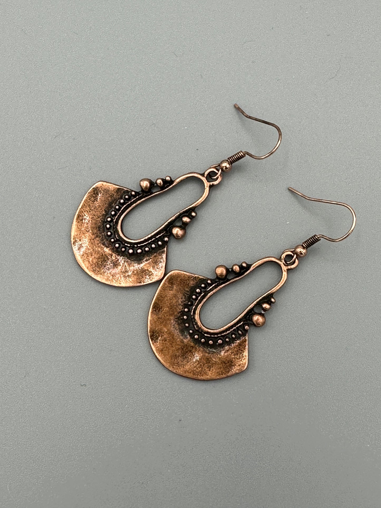 Hammered Copper Dangle Earrings