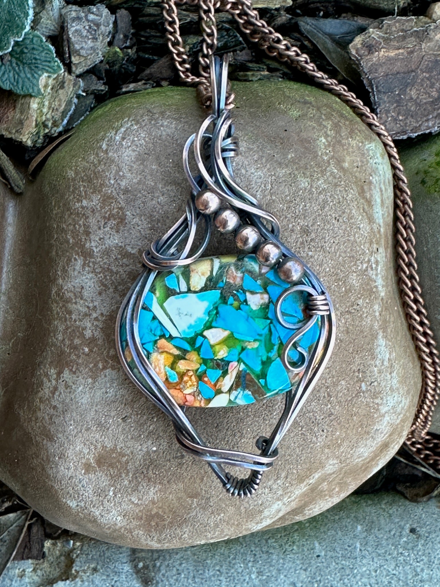 Wire wrapped hot sale turquoise pendant